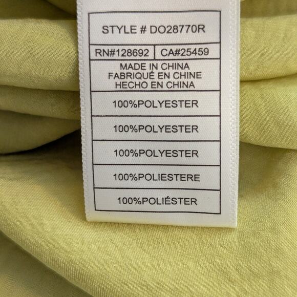 NWT Steve Madden Luxe Satin Asymmetric Hem Drapey Green Yellow Slip Dress, Sz XS - Picture 7 of 7